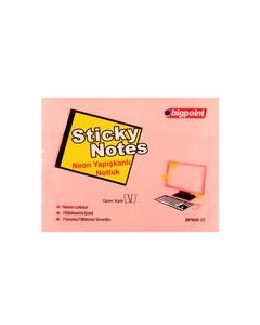 Bigpoint Yapışkanlı Not Kağıdı 75x100mm Neon Pembe